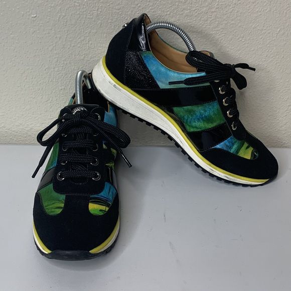Longchamp Shoes - Women's LONGCHAMP Sz 39 8 8.5 US Shoes Multicolor Wedge Shape Lace Up Blue Green